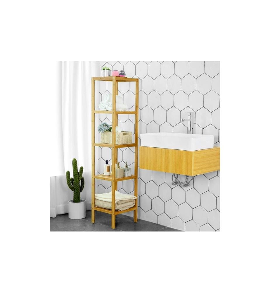 Songmics - Bambus Standregal Braun
