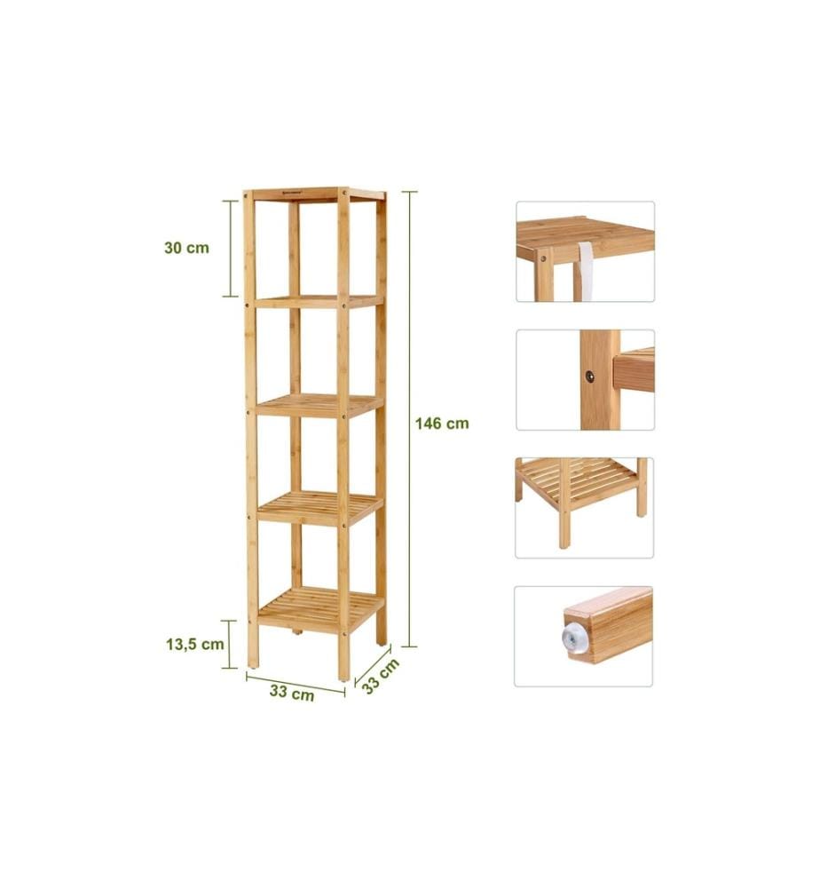 Songmics - Bambus Standregal Braun
