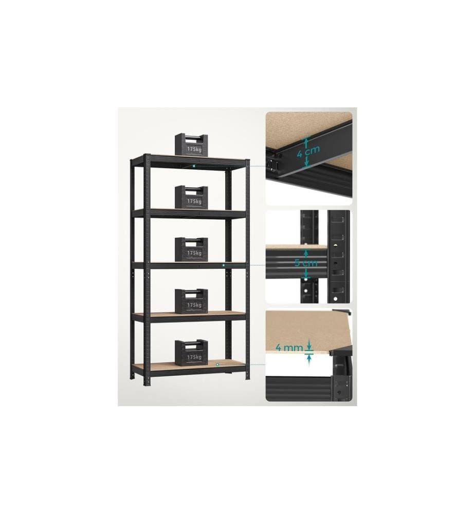 Songmics - Regal 5 Ablagen Schwarz