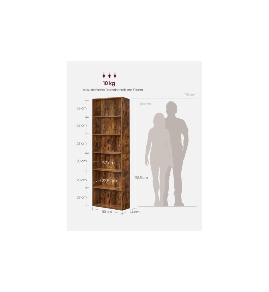 VASAGLE - Étagère à livres Brun
