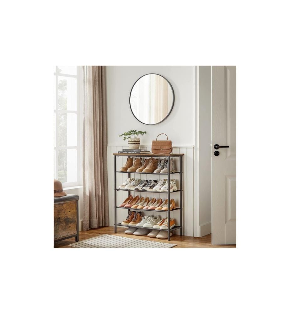 VASAGLE - Support pour chaussures 30 x 91 cm, Brun/Noir