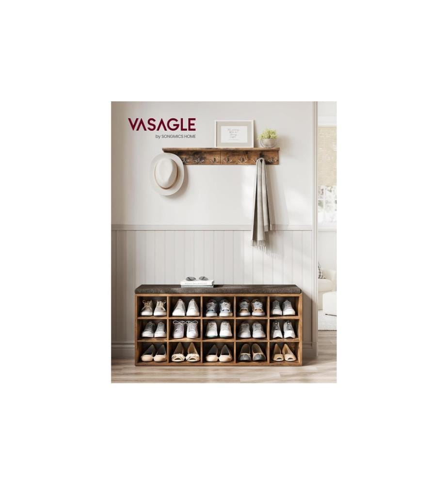 VASAGLE - Armoire à chaussures Industriel 105 x 48 cm, Brun
