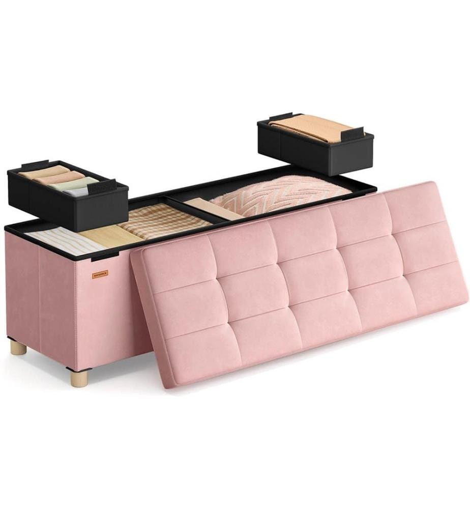 Songmics - Sitztruhe Ottomane 110 x 40 cm, Rosa