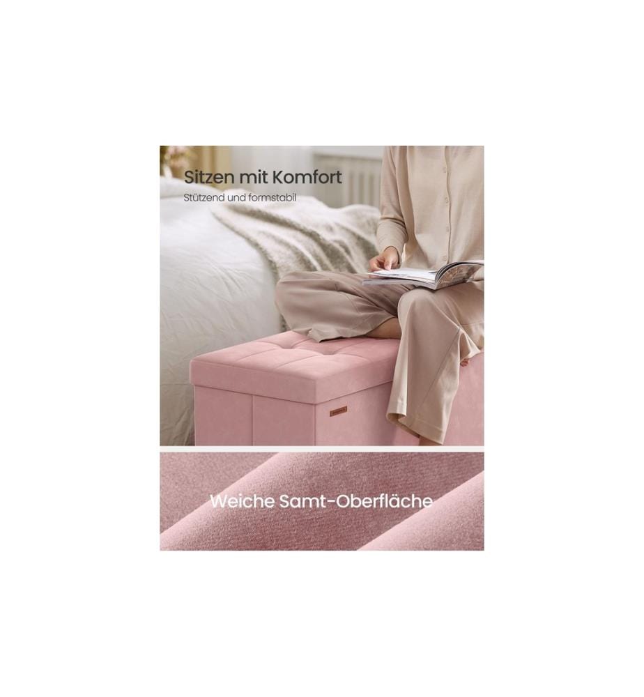 Songmics - Sitztruhe Ottomane 110 x 40 cm, Rosa