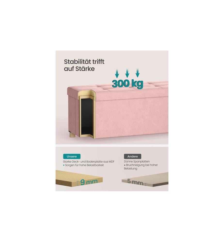 Songmics - Sitztruhe Ottomane 110 x 40 cm, Rosa
