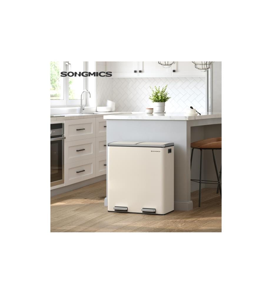 Songmics - Abfalleimer 60 l, Edelweiss