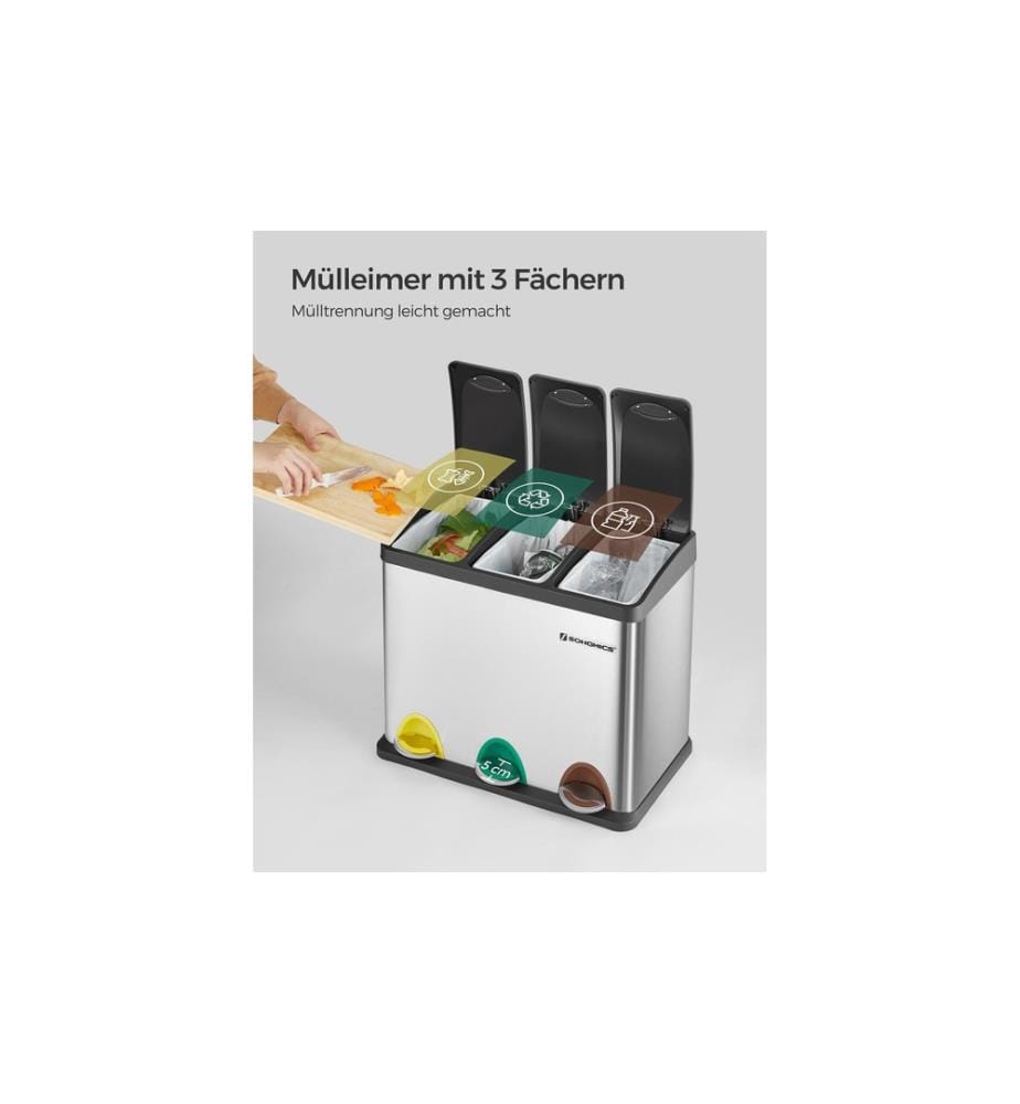 Songmics - Abfalleimer 24 l, Silber