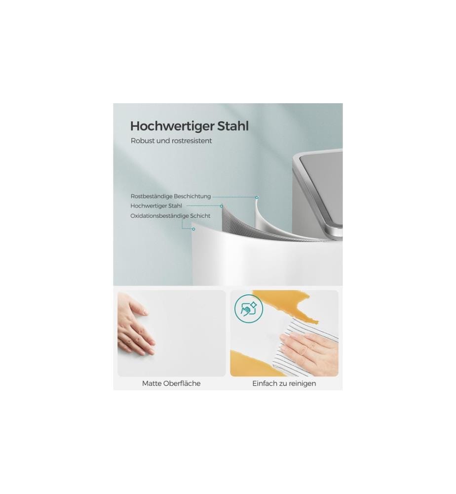 Songmics - Abfalleimer Mülleimer 60 l, Weiss