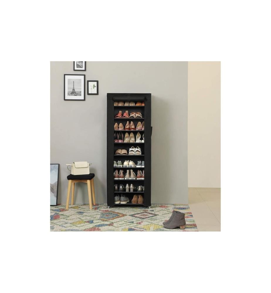 Songmics - Étagère à chaussures 28 x 162 cm, Noir