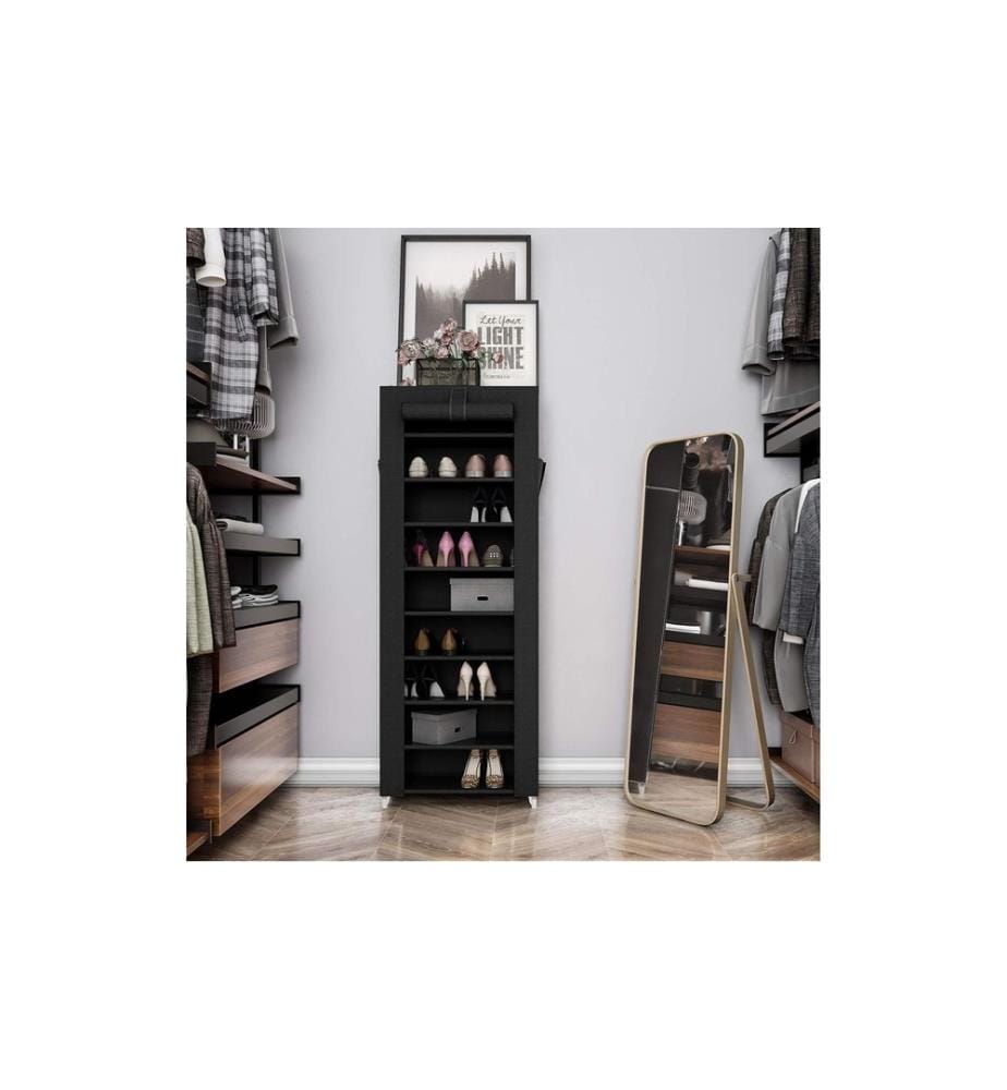 Songmics - Étagère à chaussures 28 x 162 cm, Noir