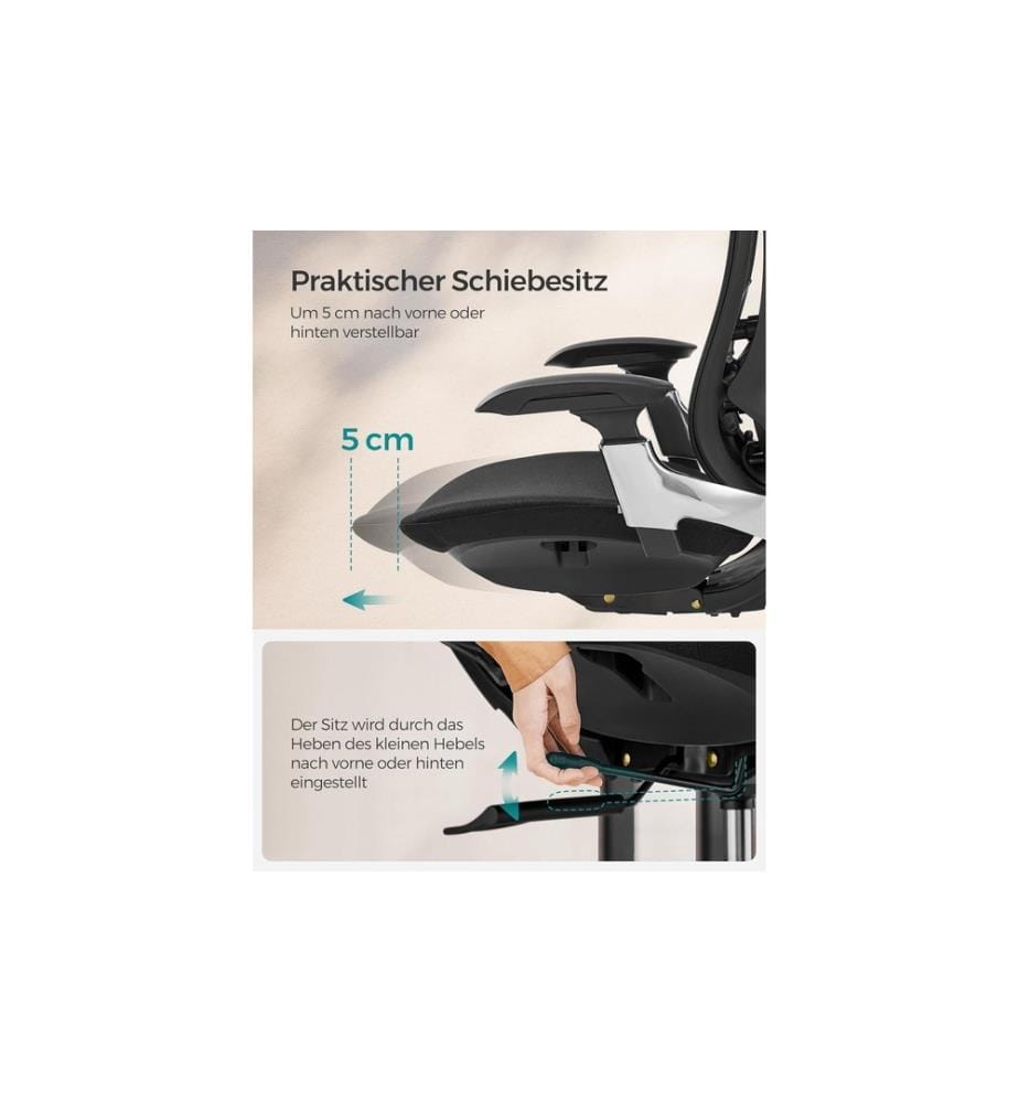 Songmics - Chaise de bureau avec accoudoirs et piétement