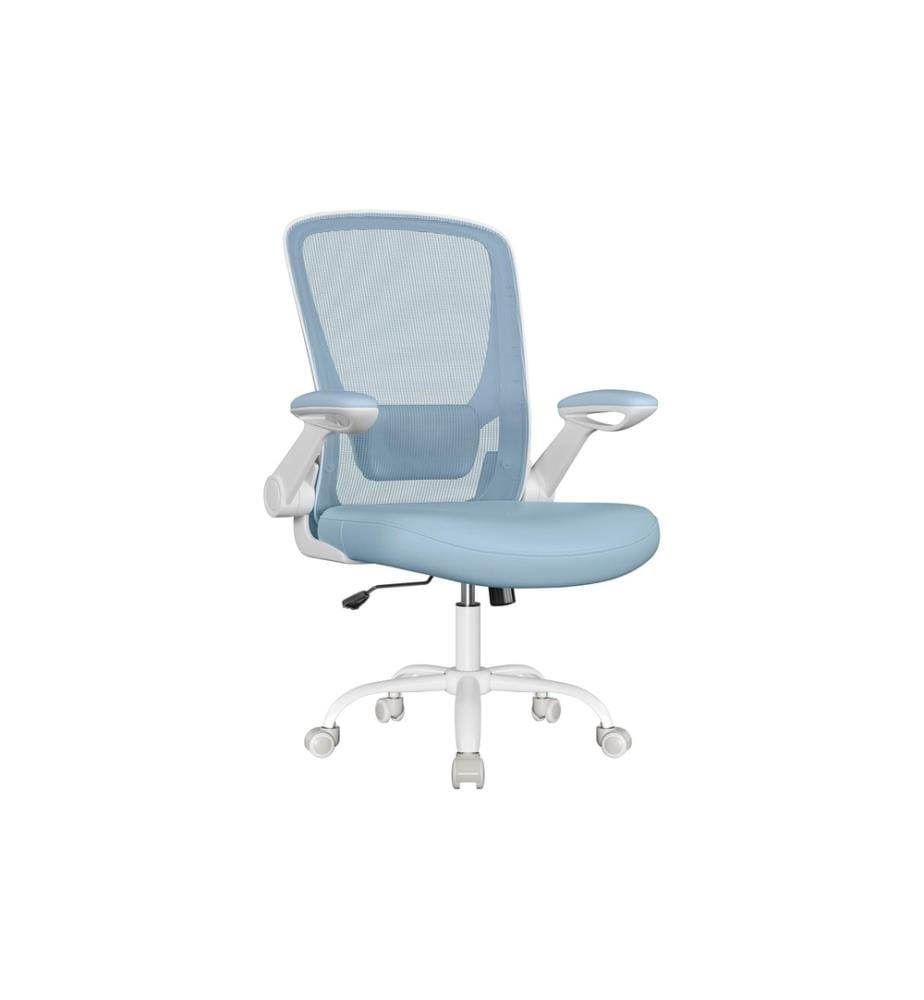 Songmics - Chaise de bureau avec accoudoirs rabattables Bleu clair