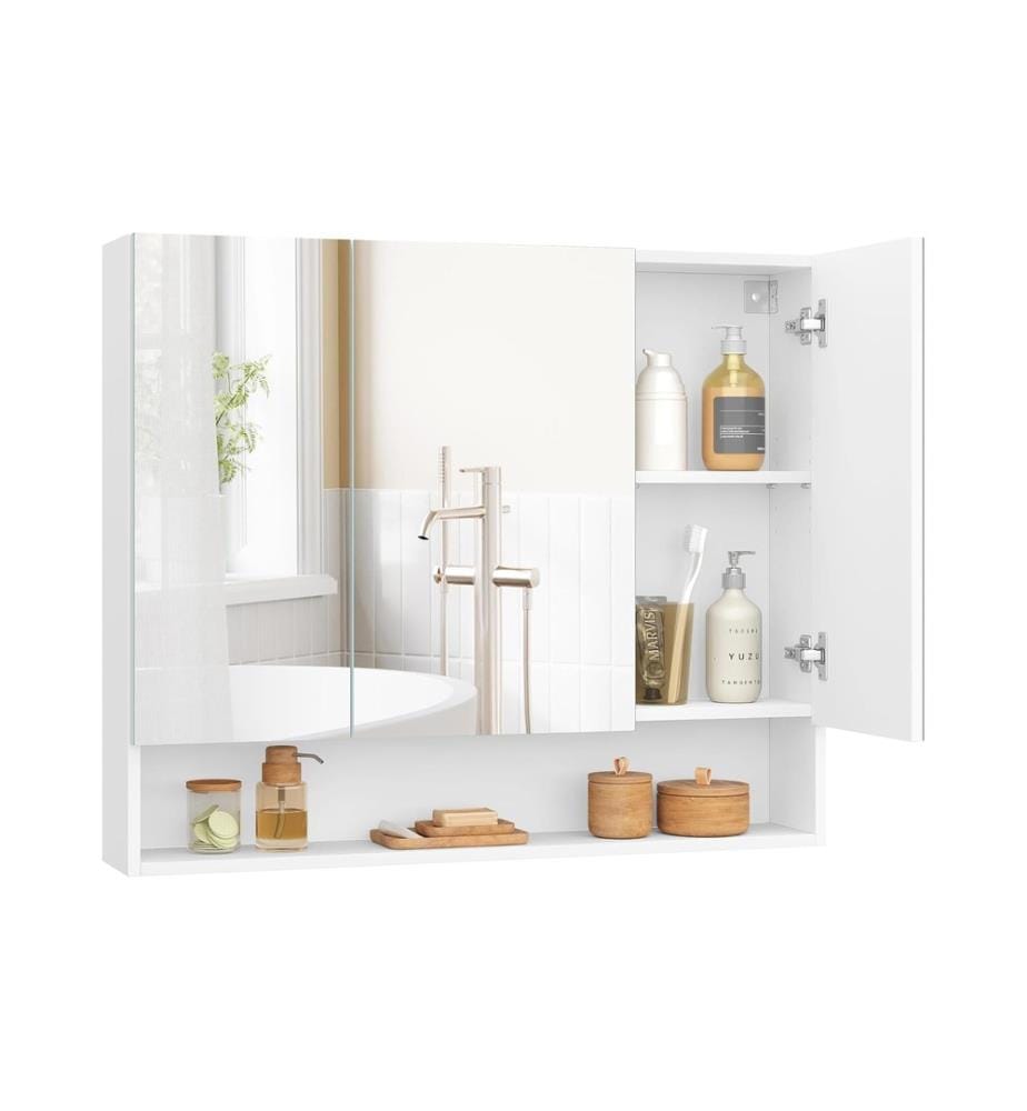 VASAGLE - Spiegelschrank Weiss, 90 x 16.5 x 75 cm