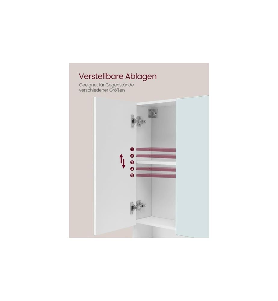 VASAGLE - Spiegelschrank Weiss, 90 x 16.5 x 75 cm