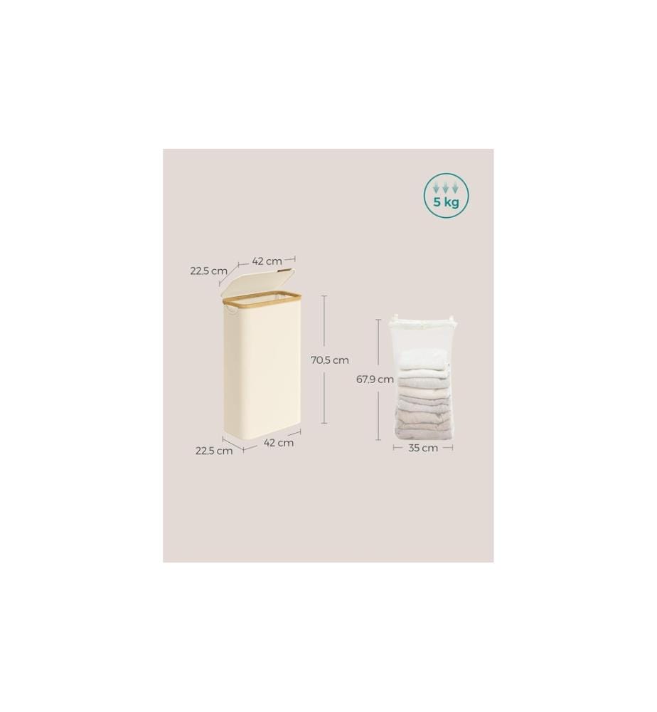 Songmics - Corbeille à linge 65 l, Beige