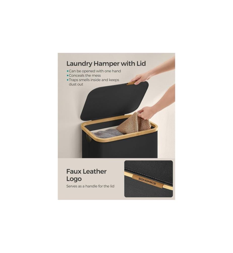 Songmics - Corbeille à linge 90 l, Noir