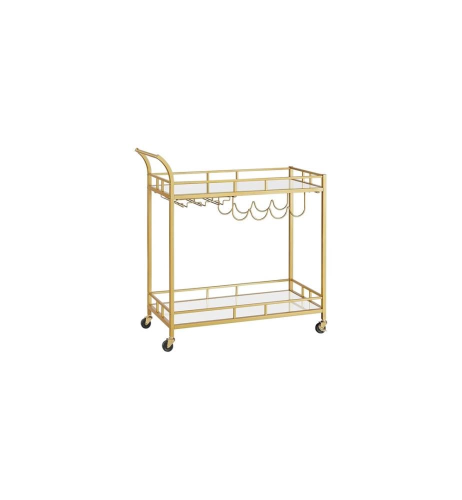 VASAGLE - Servierwagen mit Glasplatten 38 x 77.5 cm, Gold