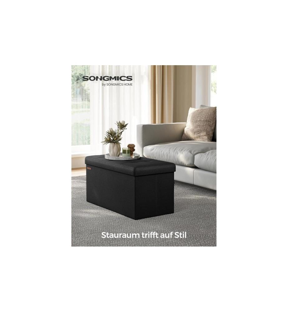 Songmics - Sitztruhe 110 x 38 cm, Schwarz