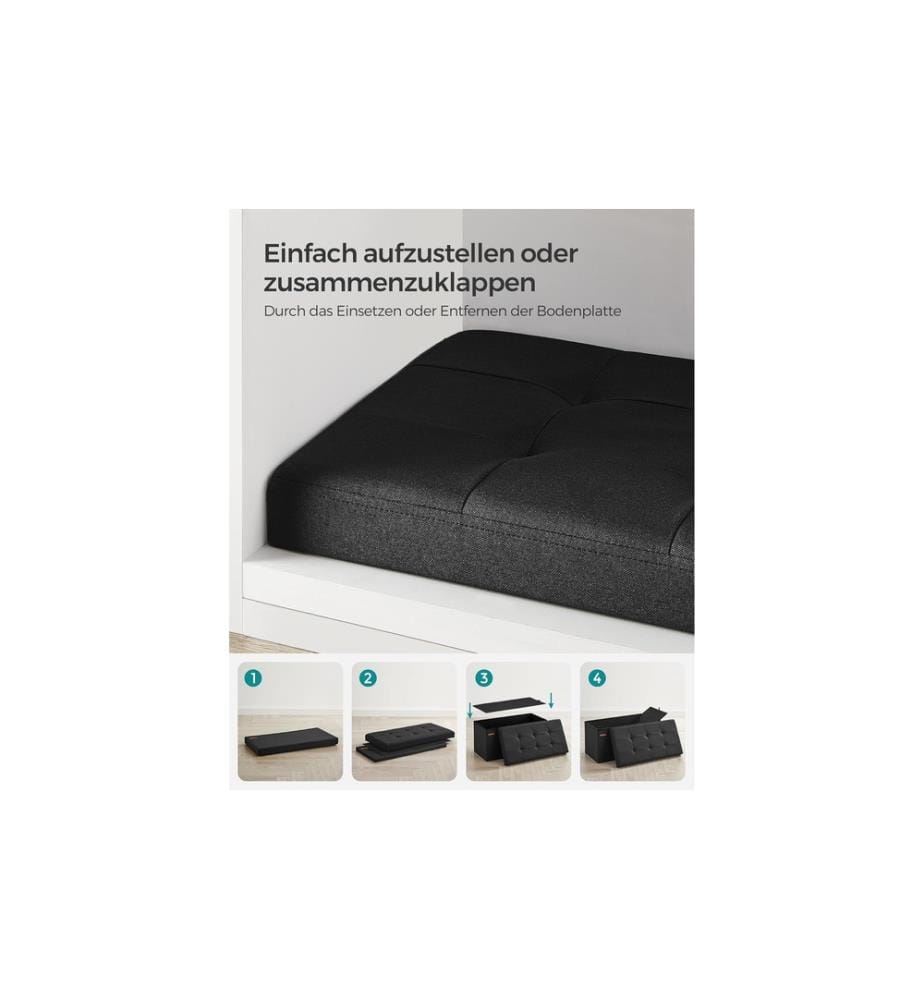 Songmics - Sitztruhe 110 x 38 cm, Schwarz