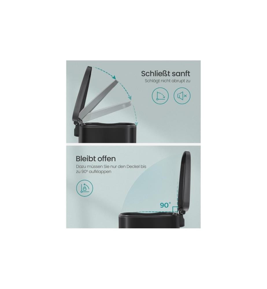 Songmics - Abfalleimer 50 l, Schwarz
