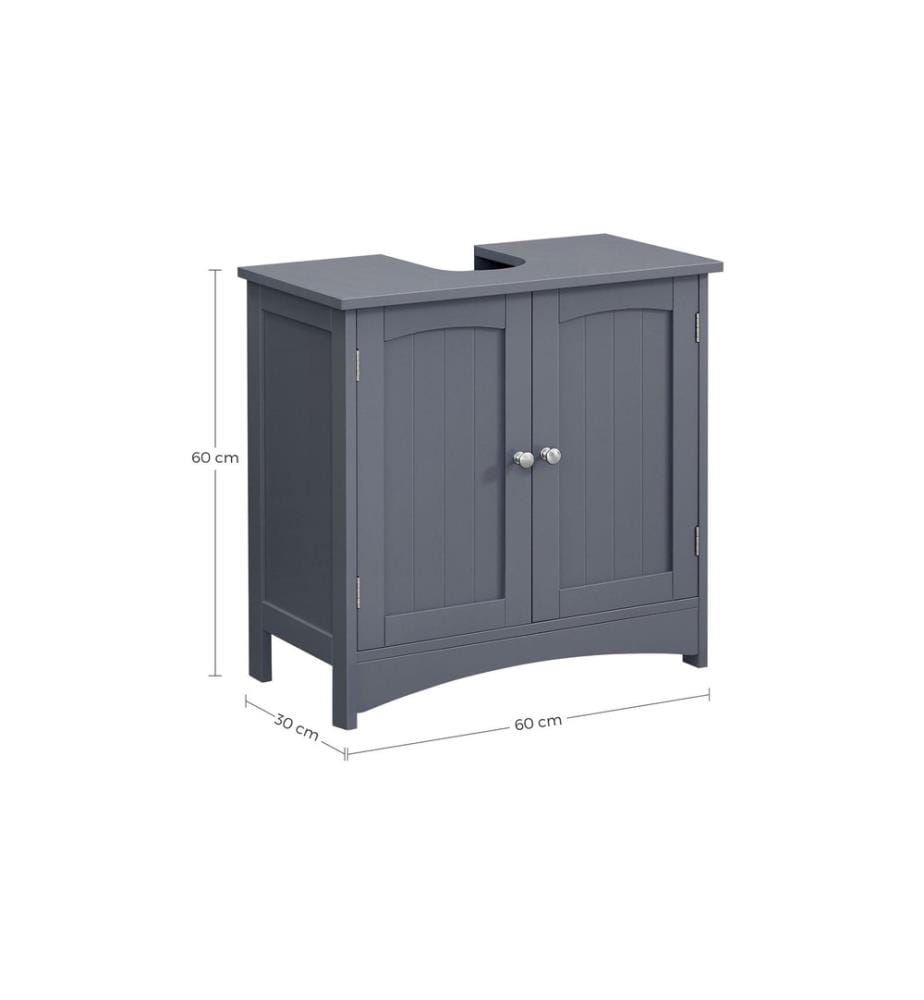 VASAGLE - Waschbeckenunterschrank mit 2 Türen 60 x 60 cm, Grau