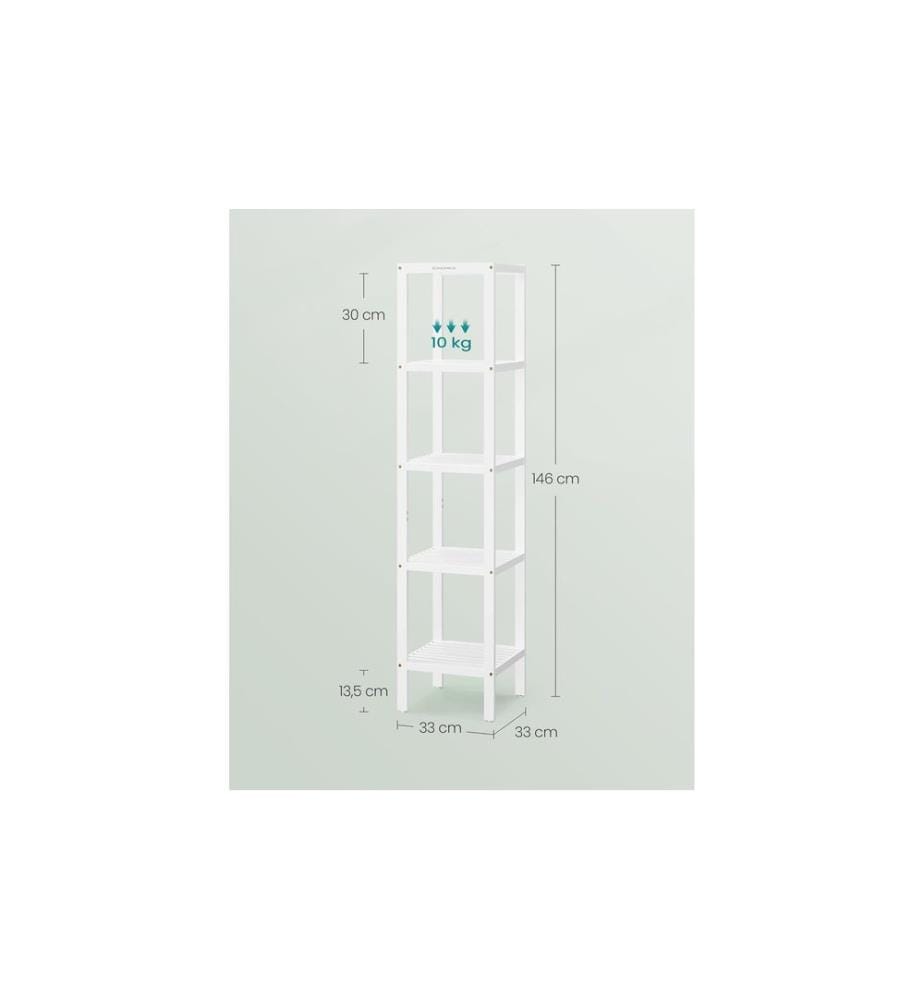 Songmics - Regal mit 5 Ebenen 33 x 33 x 146 cm, Weiss