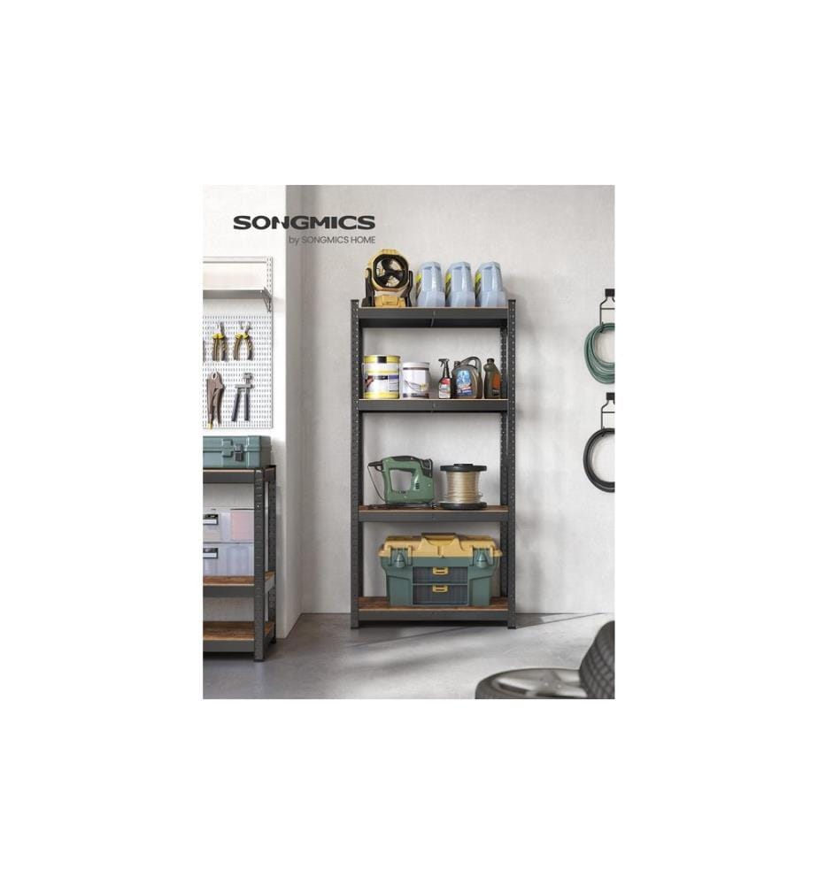 Songmics - Regal mit 4 Ablagen Schwarz/Braun