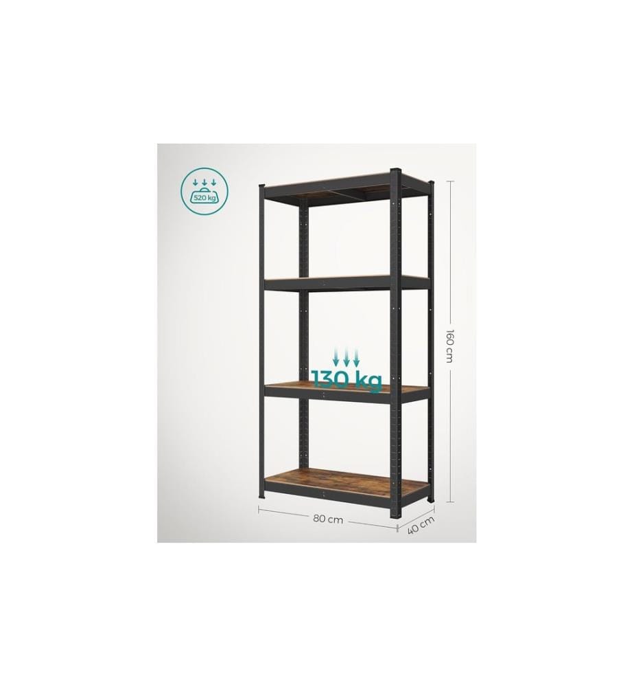 Songmics - Regal mit 4 Ablagen Schwarz/Braun