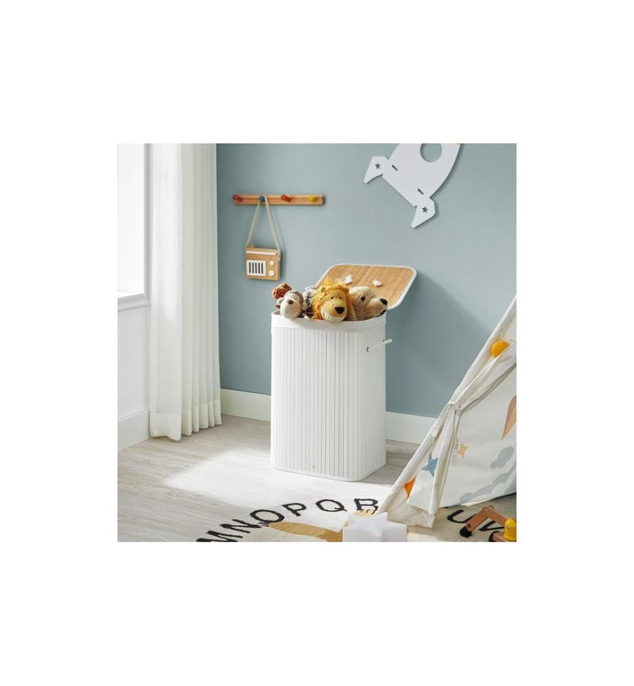 Songmics - Corbeille à lessive pour le linge sec 72 l, Blanc