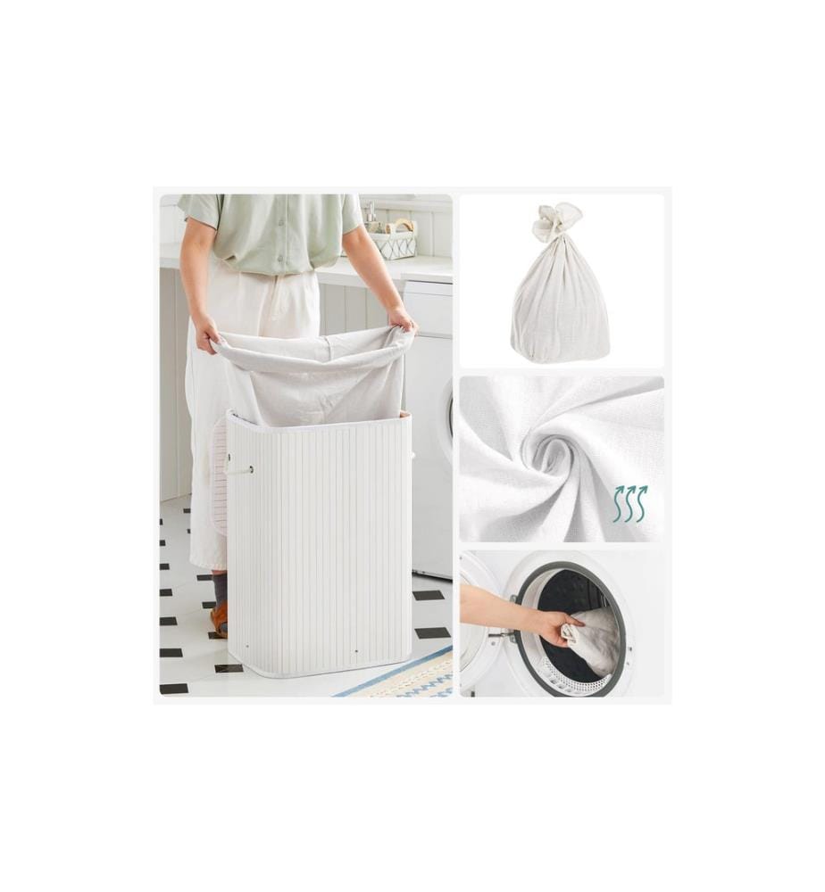 Songmics - Corbeille à lessive pour le linge sec 72 l, Blanc