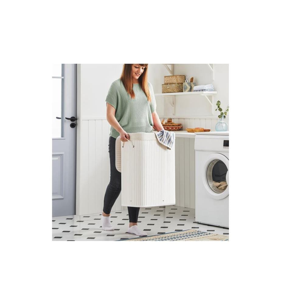 Songmics - Corbeille à lessive pour le linge sec 72 l, Blanc