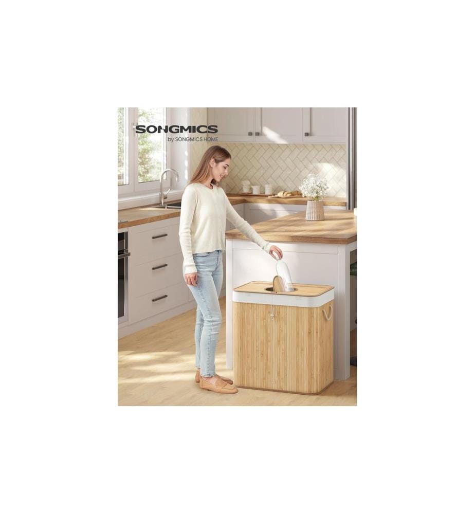 Songmics - Récipient de collecte des bouteilles consignées 120 l, Nature