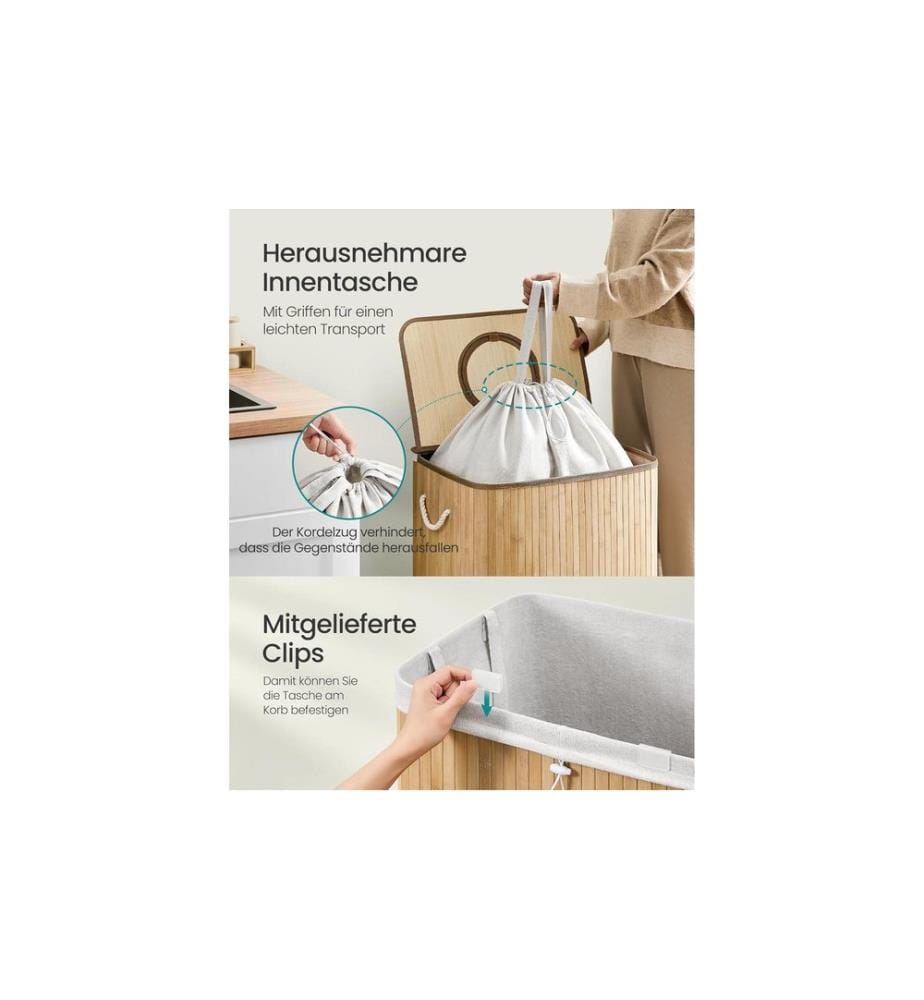 Songmics - Récipient de collecte des bouteilles consignées 120 l, Nature