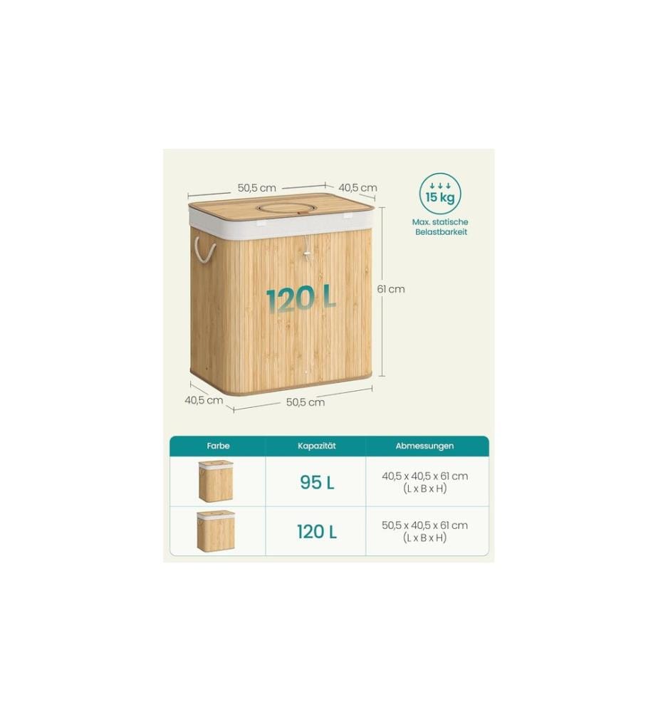 Songmics - Récipient de collecte des bouteilles consignées 120 l, Nature