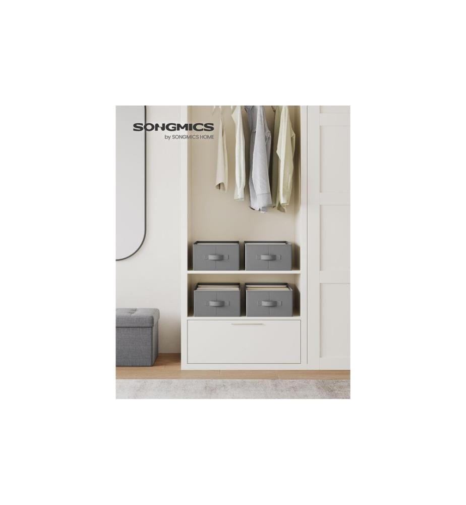 Songmics - Aufbewahrungsbox faltbar 4-er Set, Grau