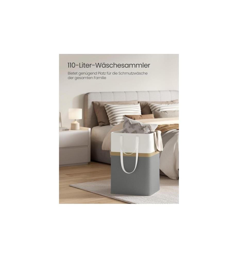 Songmics - Wäschekorb  2-er Set 110 l, Weiss