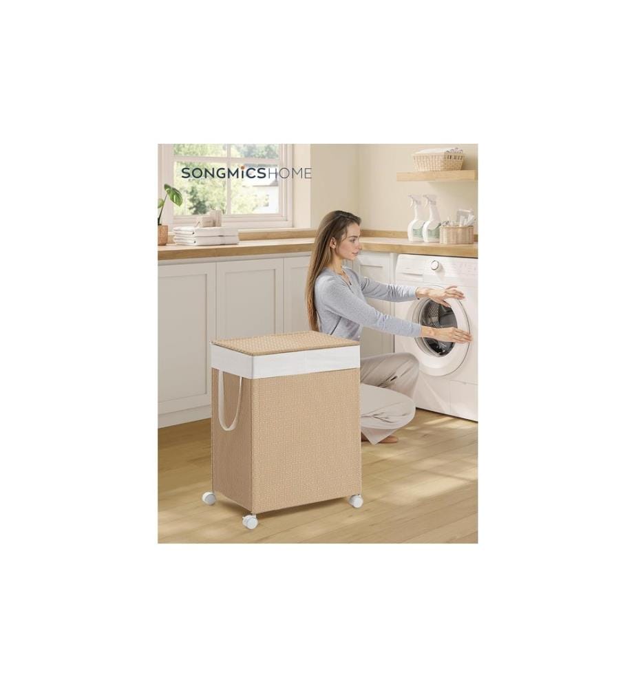 Songmics - Panier à linge en bambou 100 l, Bambou