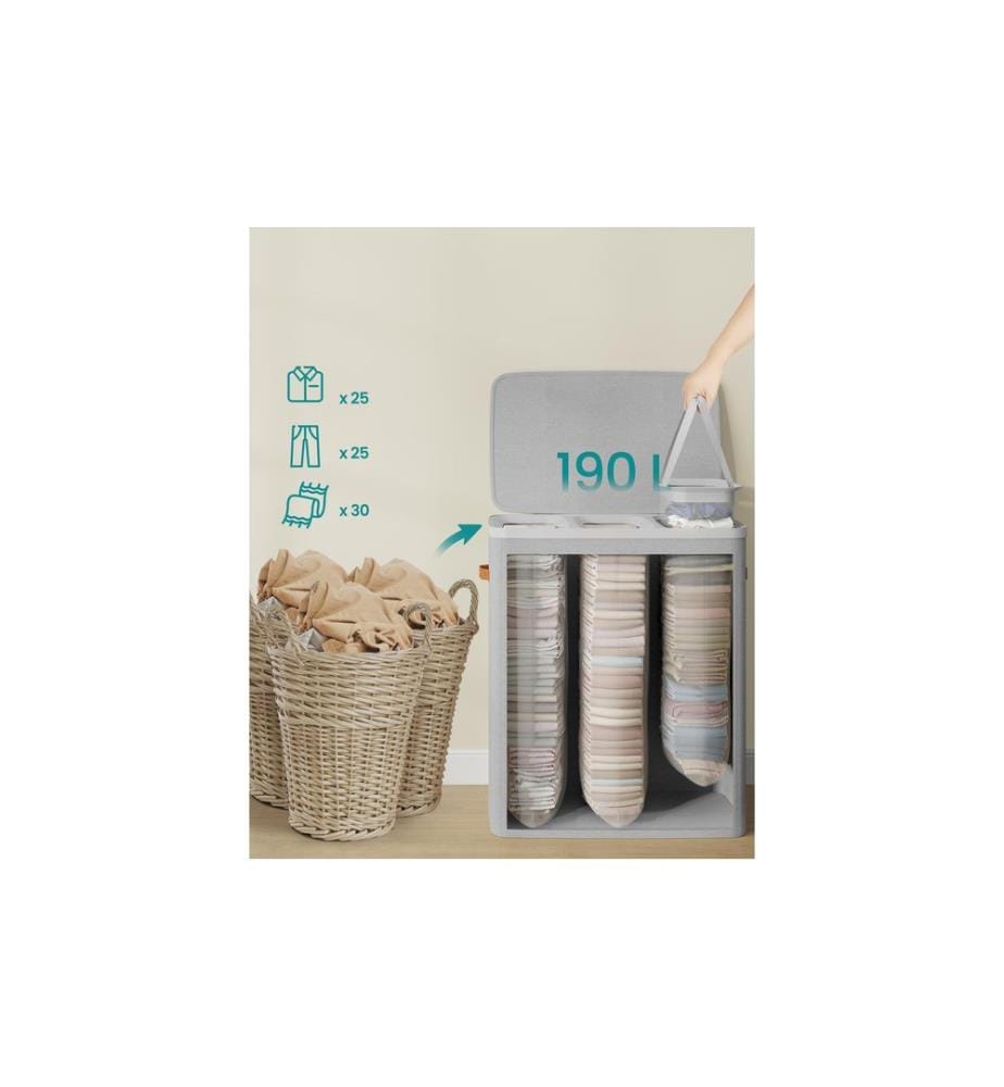 Songmics - Laundry Basket 190 l, Gris tourterelle