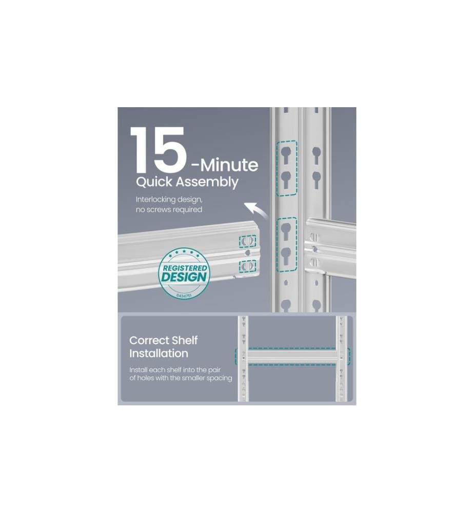 Songmics - Heavy-Duty Storage Shelves Silber