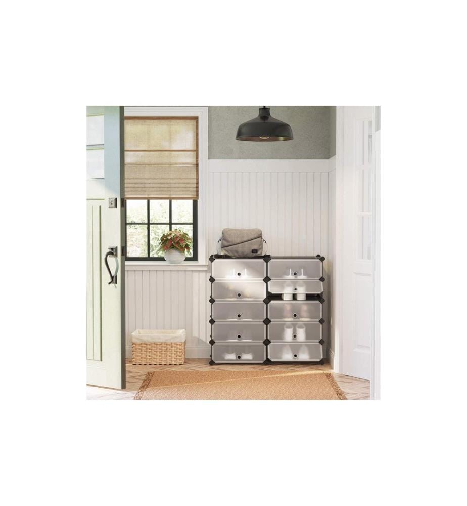 Songmics - Schuhboxen mit 10 Ablagen 31 x 173 cm, Grau