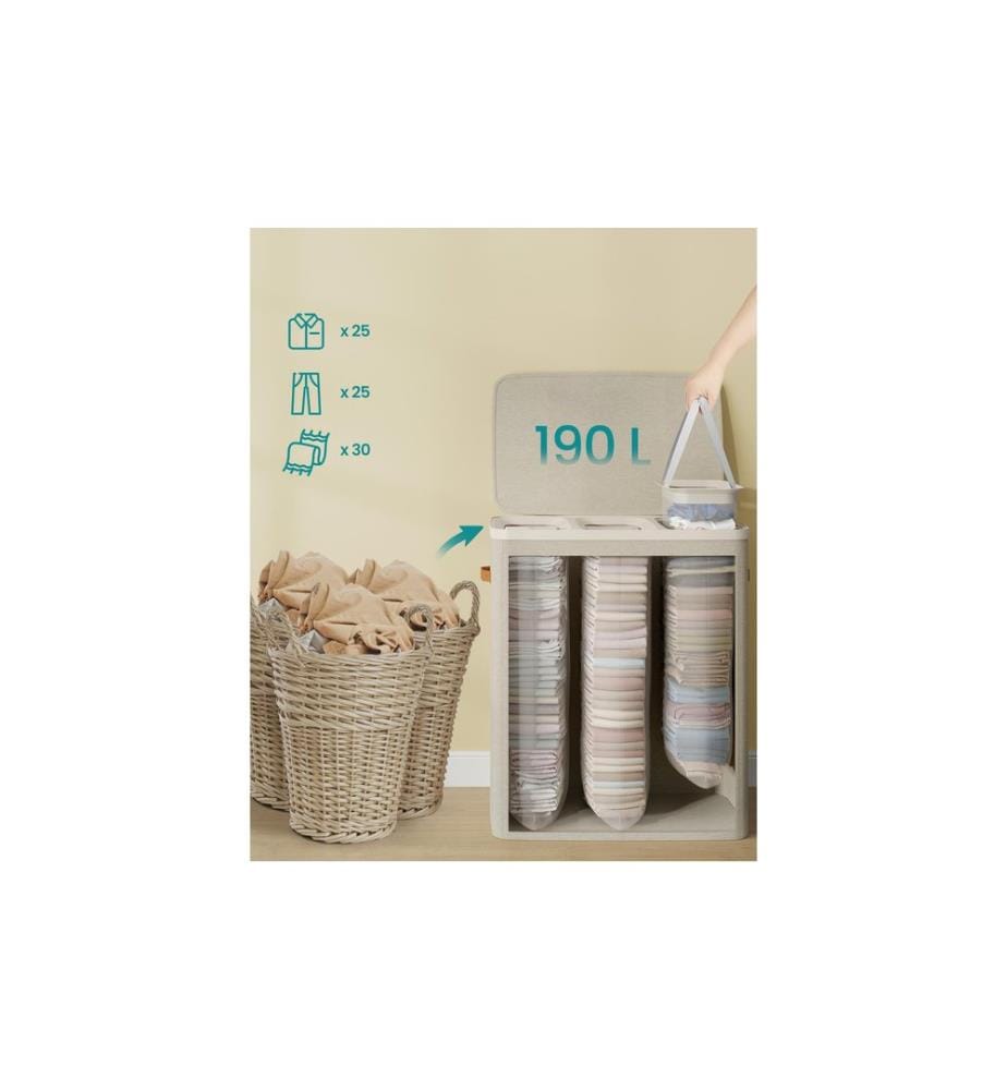Songmics - Laundry Basket 190 l, Beige
