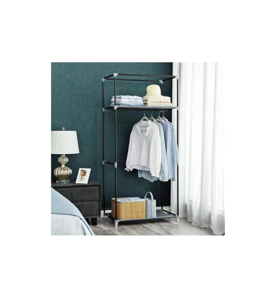 Songmics - Stoffkleiderschrank mit Reissverschluss Grey