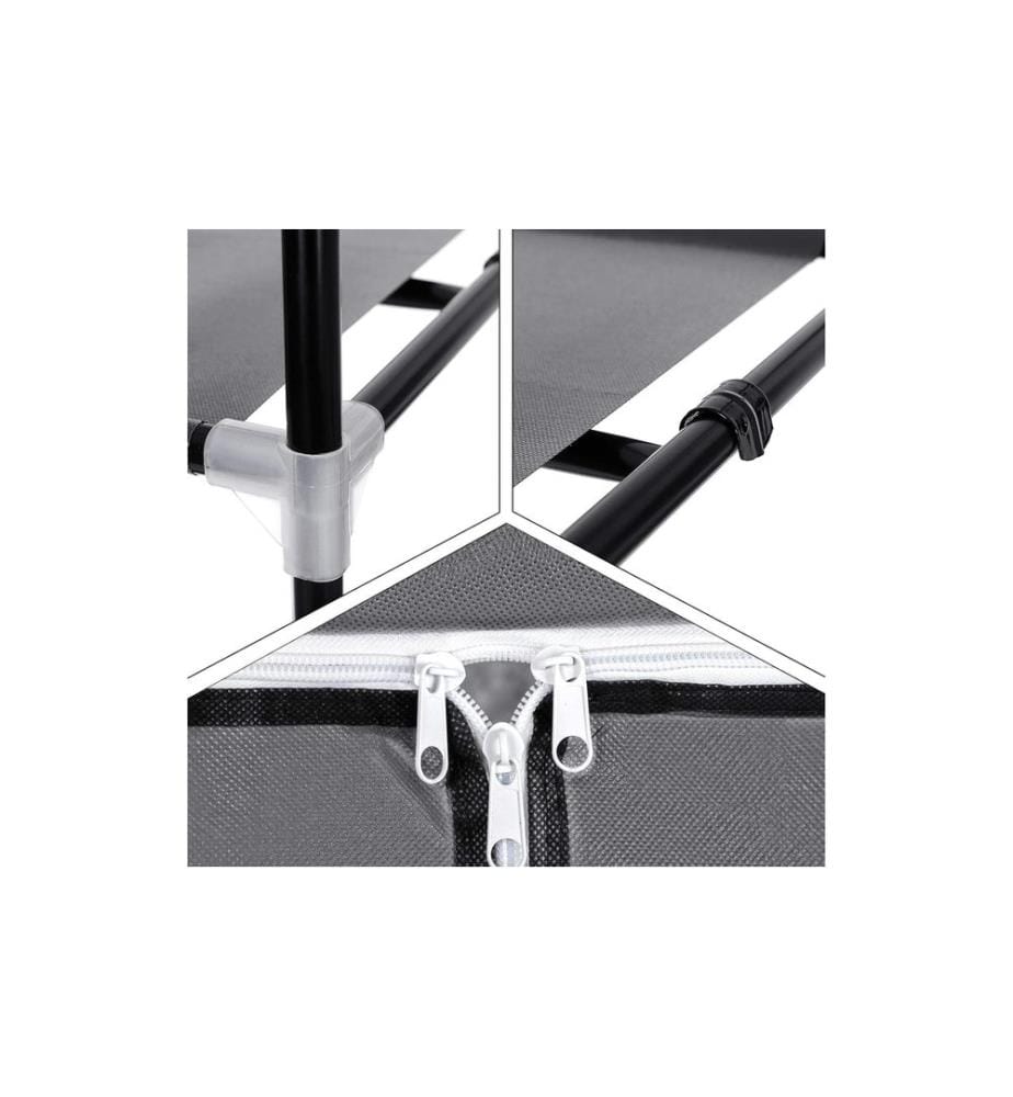 Songmics - Stoffkleiderschrank mit Reissverschluss Grey
