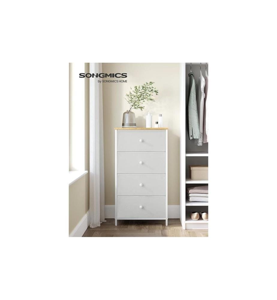 Songmics - Commode à quatre tiroirs 30 x 91.7 cm, Noir/Brun