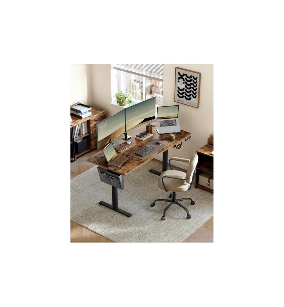 Songmics - Bureau réglable en hauteur 160 x 70 cm, vintage/noir