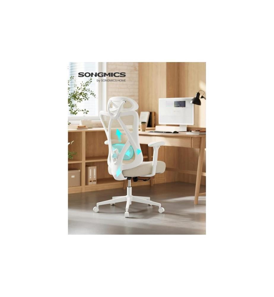 Songmics - Chaise de bureau avec soutien lombaire et appui-tête réglables