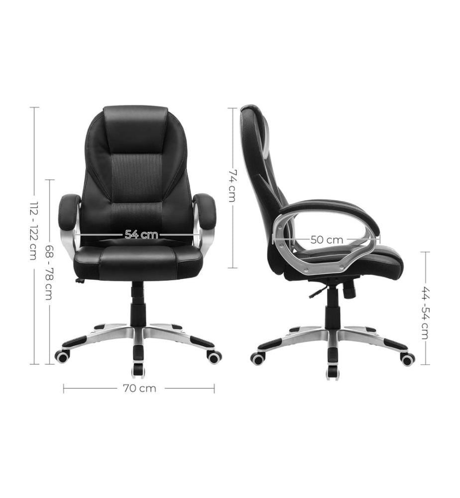 Songmics - Bürostuhl mit Rollen Schwarz