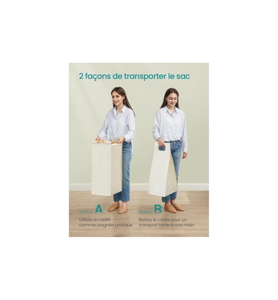 Songmics - Panier à linge 100 l, Blanc