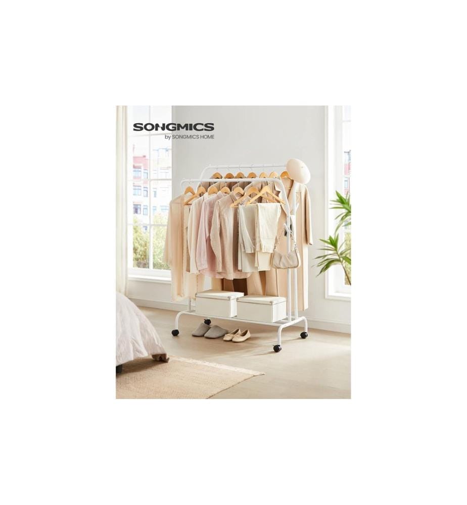 Songmics - Kleiderständer mit Rädern White