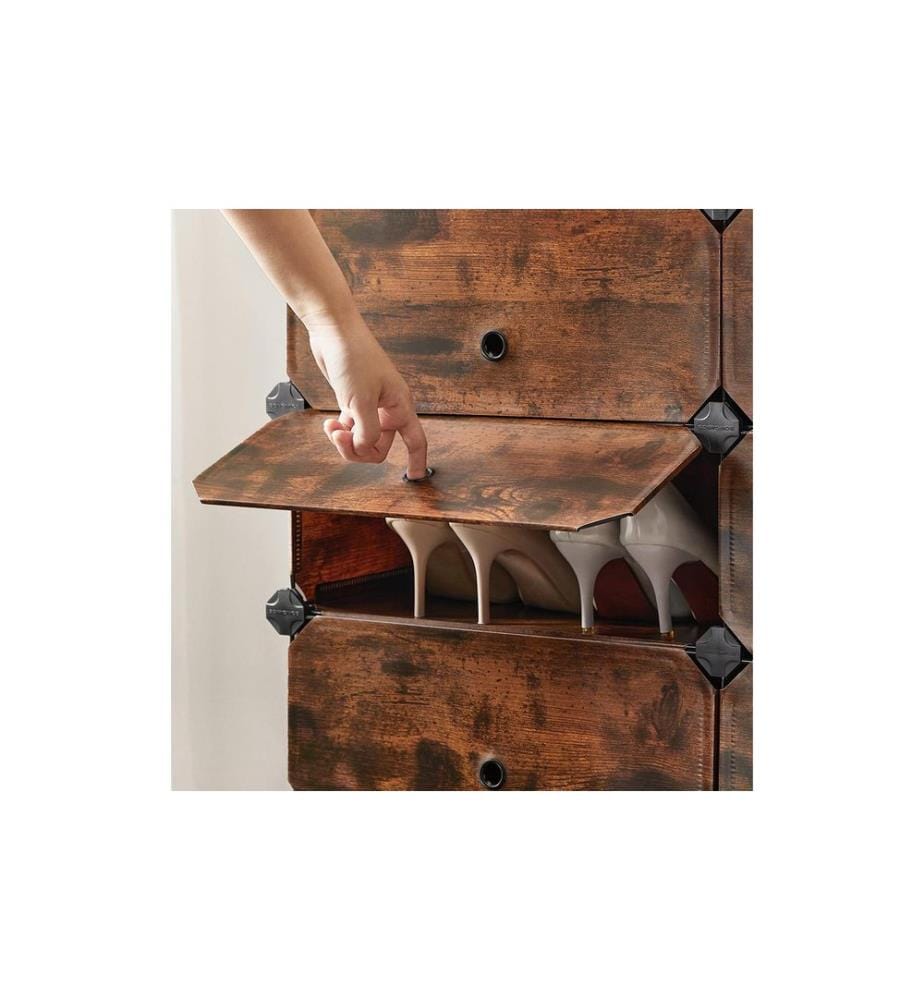 Songmics - Boîtes à chaussures avec 10 étagères 31 x 173 cm, Brun